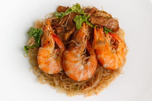 Steamed Glass Noodles with Shrimp, popular Thai food