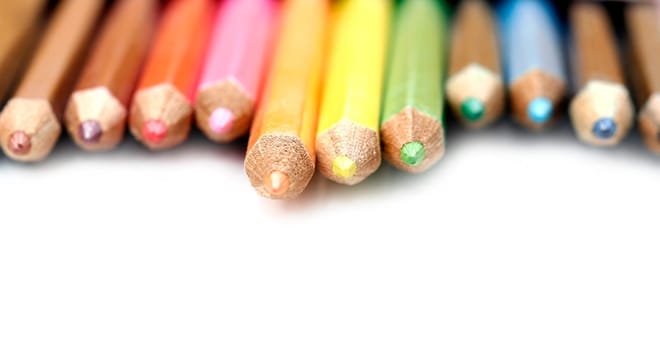 Close-up picture of color pencils.