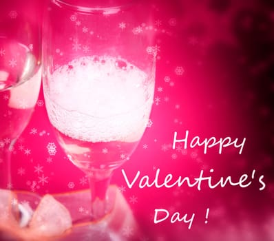 Couple celebrating valentine's day with champagne.