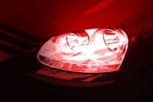 Close-up of a great car! Vector stile
