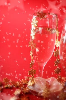 New year party with champagne glasses