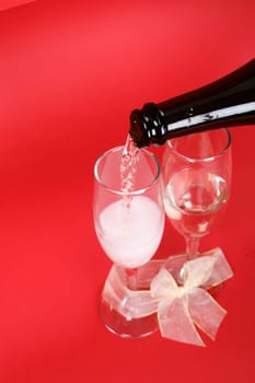 New year party with champagne glasses