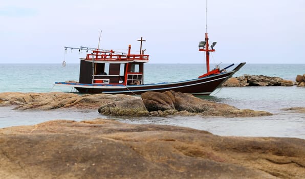 Fishing boat in Thailand on Koh Samui at Chaweng Beach