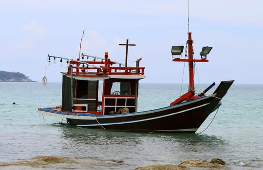 Fishing boat in Thailand on Koh Samui at Chaweng Beach