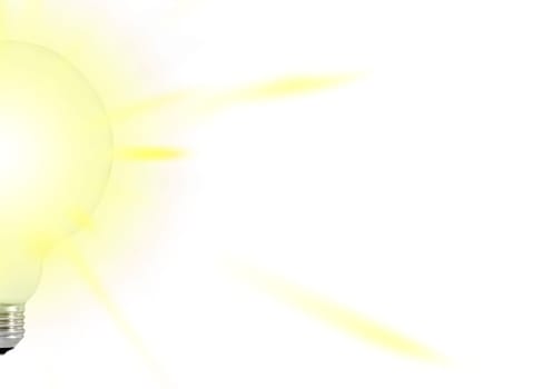 White bulb with yellow rays.