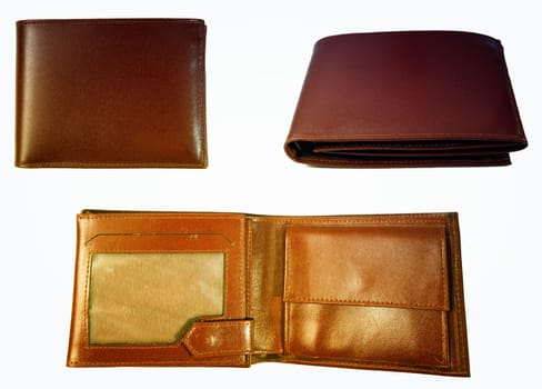 Brown  leather wallet isolated on white