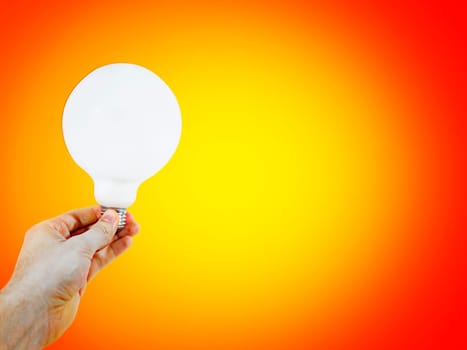 White bulb in a man's hand