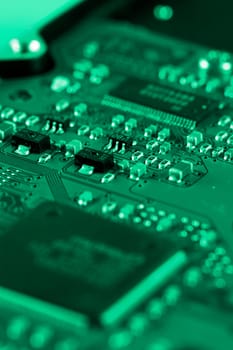 Electronic circuit board. Macro photo.
