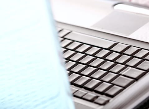 Closeup of modern and stylish laptop.