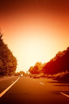 Car running on the highway