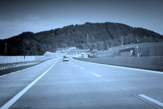 Car running on the highway