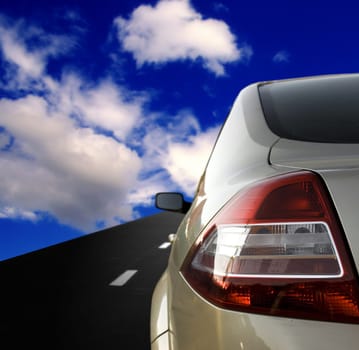 Silver car on the road