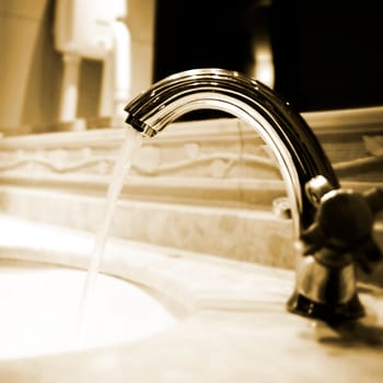 Close-up of a granit sink.