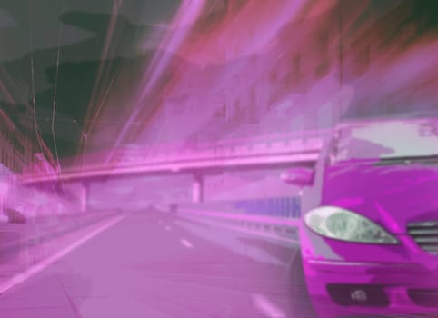 Fast car on the road.