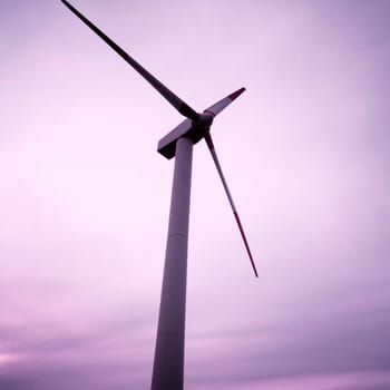 Wind turbines at the sunset.