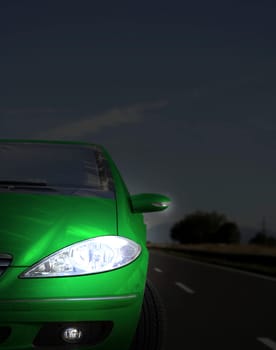 Fast car on the road.