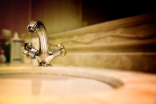 Close-up of a granit sink.