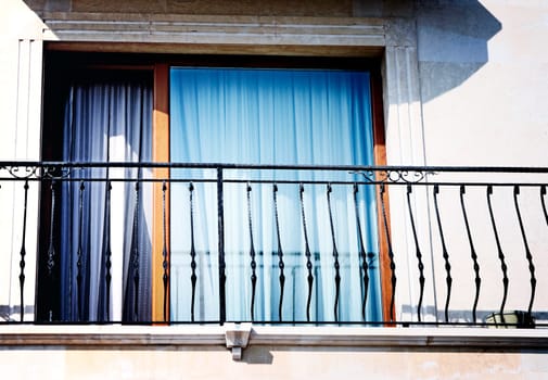Close-up of a hotel balcony