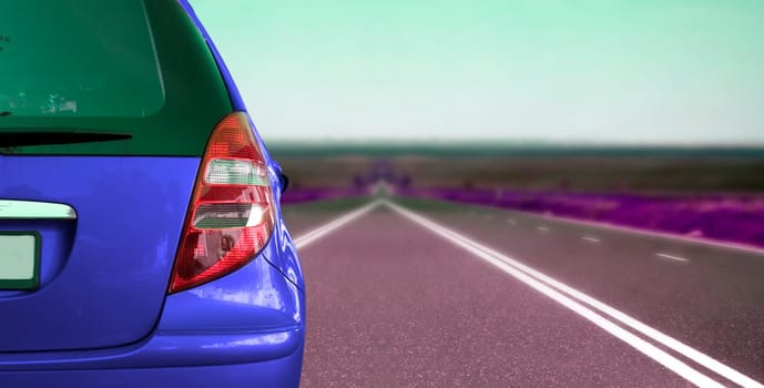 Car runing on the highway.