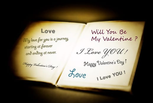 Love message on a white paper.