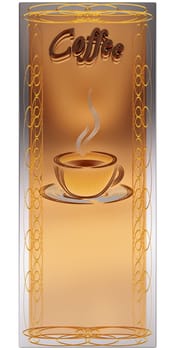 3d design template menu with cup of hot drink for restaurant, cafe, bar, coffeehouse, coffee shop brochure or banner
