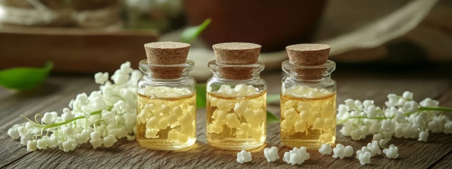 Lily of the Valley Essential Oil in a Small Bottle, Generative AI, nature