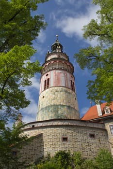 Castle tower in Cesky Krumlov (Czech Republic, Central Europe)