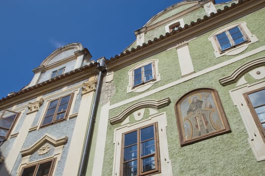 Old houses in the Cesky Krumlov town (Czech Republic, Central Europe)
