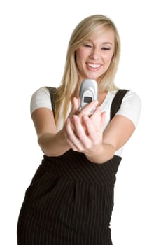 Beautiful woman holding cell phone