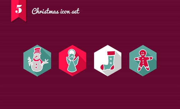 Set of flat design icons for Merry Christmas holidays collections. Vector file layered for easy editing.