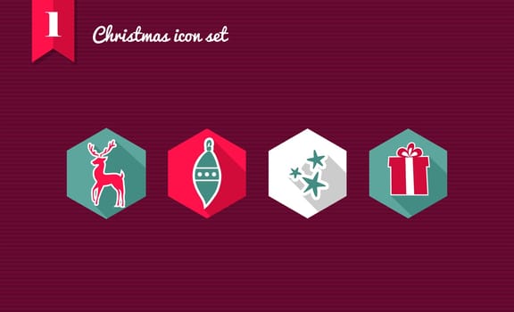 Set of flat design icons for Merry Christmas holidays collections. Vector file layered for easy editing.