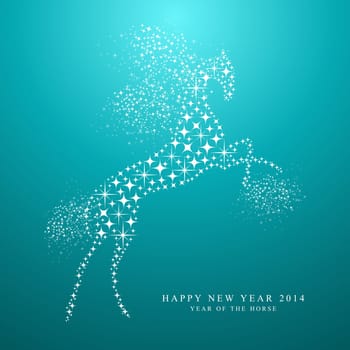 Happy Chinese New Year of horse 2014 contemporary star shapes greeting card on blue background. EPS10 vector file organized in layers for easy editing.