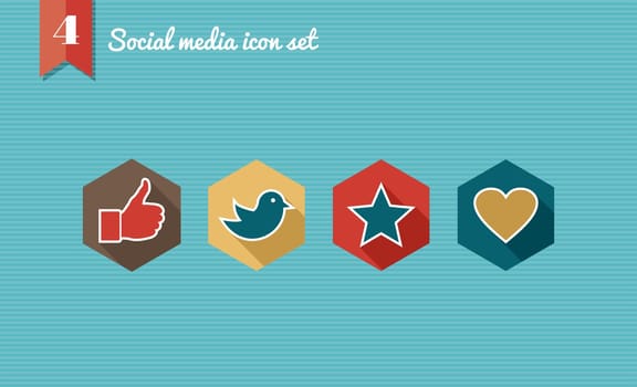 Set of flat design icons for Social media network illustration. Vector illustration file layered for easy editing.
