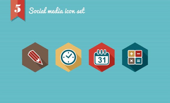Set of flat design icons for Social media network illustration. Vector illustration file layered for easy editing.