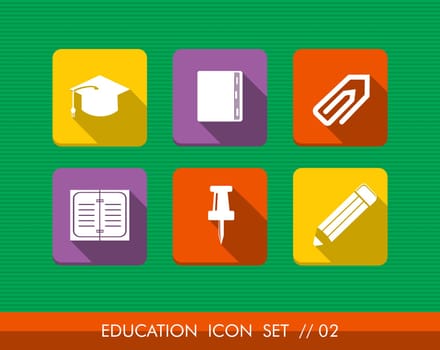 Set of flat design icons for Education and back to school concept. Vector file layered for easy editing.