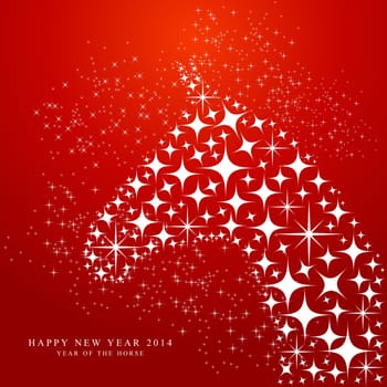 Happy Chinese New Year of horse 2014 contemporary star shapes head horse on red background. EPS10 vector file organized in layers for easy editing.