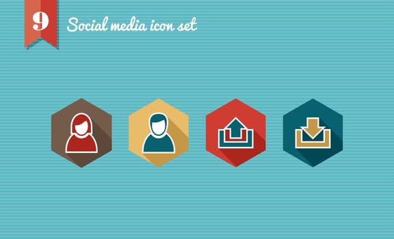 Set of flat design icons for Social media network illustration. Vector illustration file layered for easy editing.