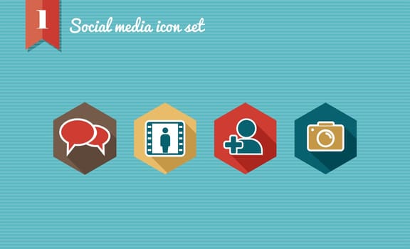 Set of flat design icons for Social media network illustration. Vector illustration file layered for easy editing.