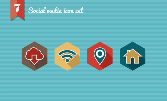 Set of flat design icons for Social media network illustration. Vector illustration file layered for easy editing.