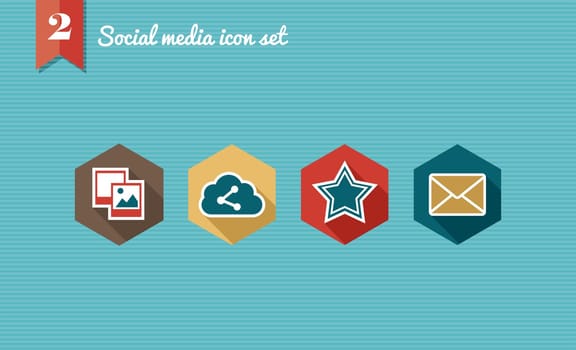 Set of flat design icons for Social media network illustration. Vector illustration file layered for easy editing.