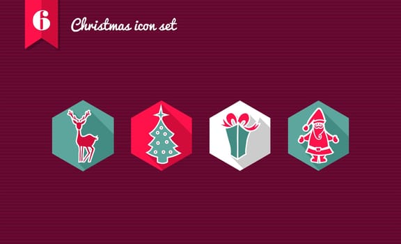 Set of flat design icons for Merry Christmas holidays. Vector file layered for easy editing.