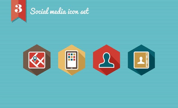 Set of flat design icons for Social media network illustration. Vector illustration file layered for easy editing.