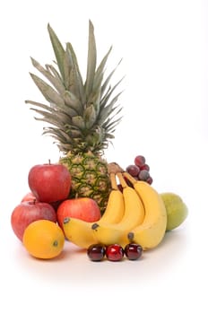 Fresh fruits on a white background