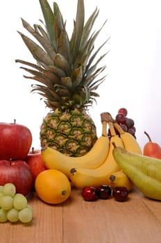 Fresh fruits on a white background
