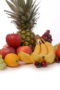 Fresh fruits on a white background