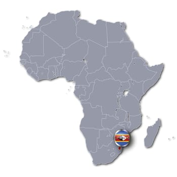 Map of Africa with Swaziland