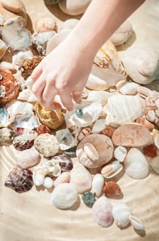 Closeup photo of female hand picking up black pearl