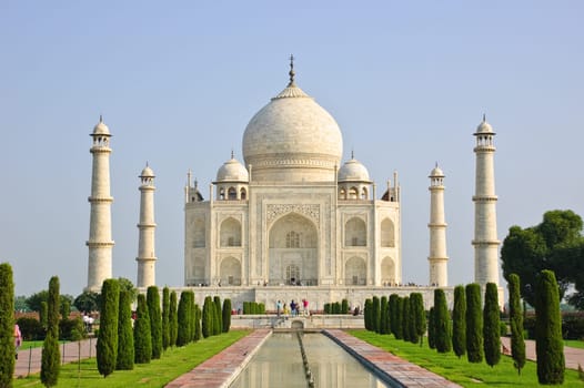 The famous destination of white marble Taj Mahal in India