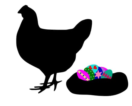 Chicken with Easter eggs