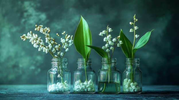 Lily of the Valley Essential Oil in a Small Bottle, Generative AI, nature